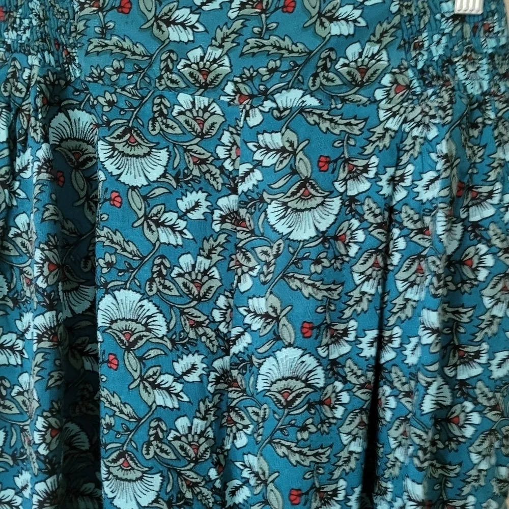 Band of the Free Size M Elise Teal Floral Wide Leg Pants High Waist NEW - Picture 6 of 10